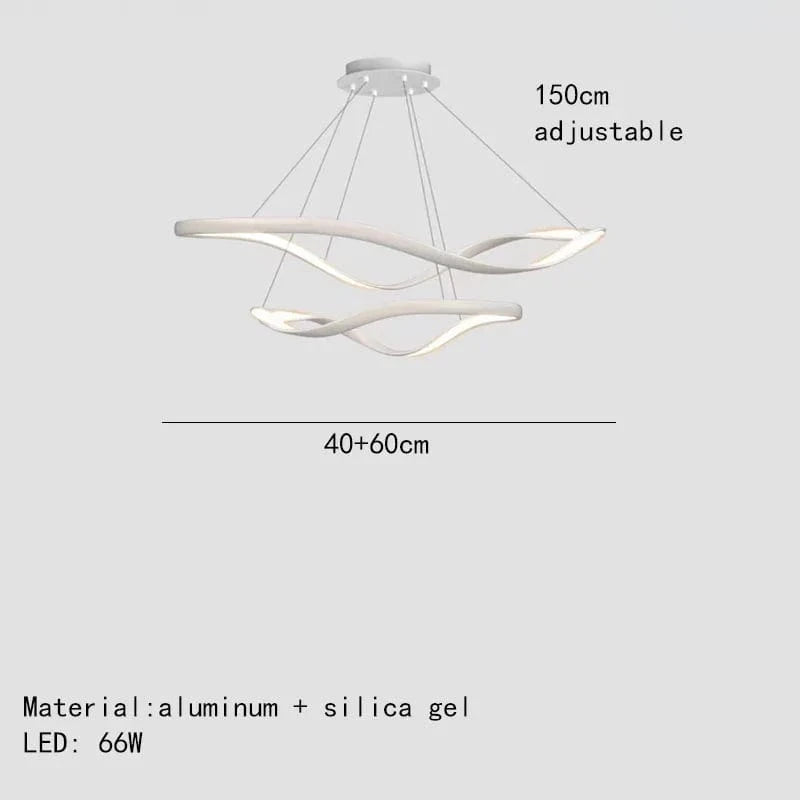 Lustre LED Moderne en Aluminium avec Cordon d'Anneau Irrégulier Ajustable | Marco Lucetti 40-60cm-Blanc / Lumière naturelle