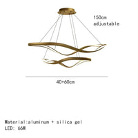 Lustre LED Moderne en Aluminium avec Cordon d'Anneau Irrégulier Ajustable | Marco Lucetti 40-60cm-Or / Blanc froid