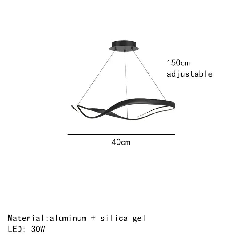 Lustre LED Moderne en Aluminium avec Cordon d'Anneau Irrégulier Ajustable | Marco Lucetti 40 cm-noir / Lumière naturelle