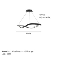 Lustre LED Moderne en Aluminium avec Cordon d'Anneau Irrégulier Ajustable | Marco Lucetti 40 cm-noir / Lumière naturelle