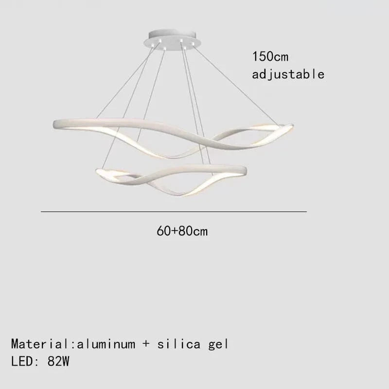 Lustre LED Moderne en Aluminium avec Cordon d'Anneau Irrégulier Ajustable | Marco Lucetti 60-80cm-Blanc / Lumière naturelle