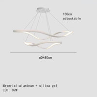 Lustre LED Moderne en Aluminium avec Cordon d'Anneau Irrégulier Ajustable | Marco Lucetti 60-80cm-Blanc / Lumière naturelle