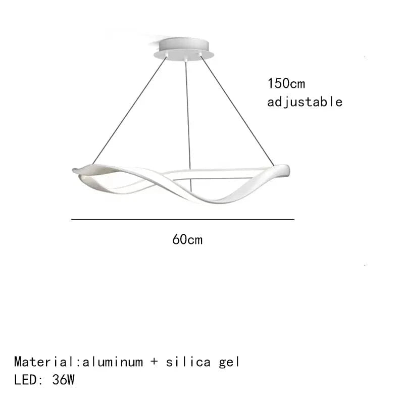 Lustre LED Moderne en Aluminium avec Cordon d'Anneau Irrégulier Ajustable | Marco Lucetti 60cm-Blanc / Lumière naturelle
