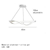 Lustre LED Moderne en Aluminium avec Cordon d'Anneau Irrégulier Ajustable | Marco Lucetti 60cm-Blanc / Lumière naturelle