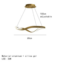 Lustre LED Moderne en Aluminium avec Cordon d'Anneau Irrégulier Ajustable | Marco Lucetti 60cm-Or / Lumière naturelle