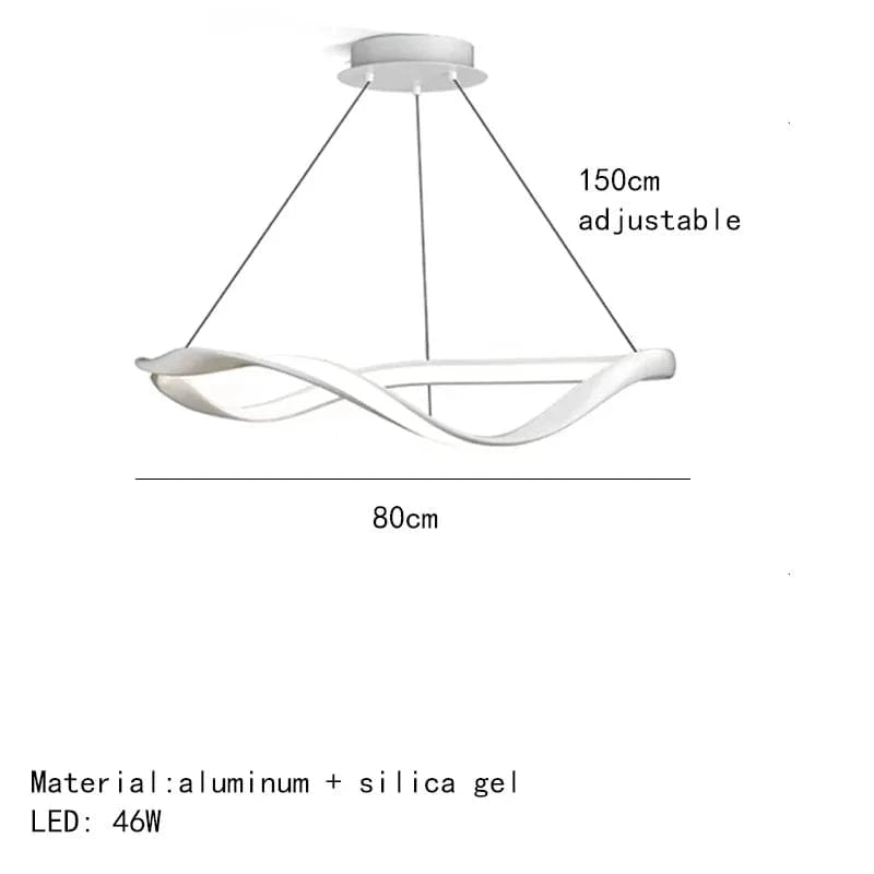 Lustre LED Moderne en Aluminium avec Cordon d'Anneau Irrégulier Ajustable | Marco Lucetti 80cm-Blanc / Lumière naturelle