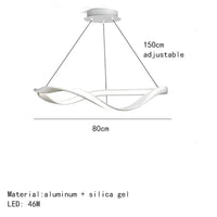 Lustre LED Moderne en Aluminium avec Cordon d'Anneau Irrégulier Ajustable | Marco Lucetti 80cm-Blanc / Lumière naturelle