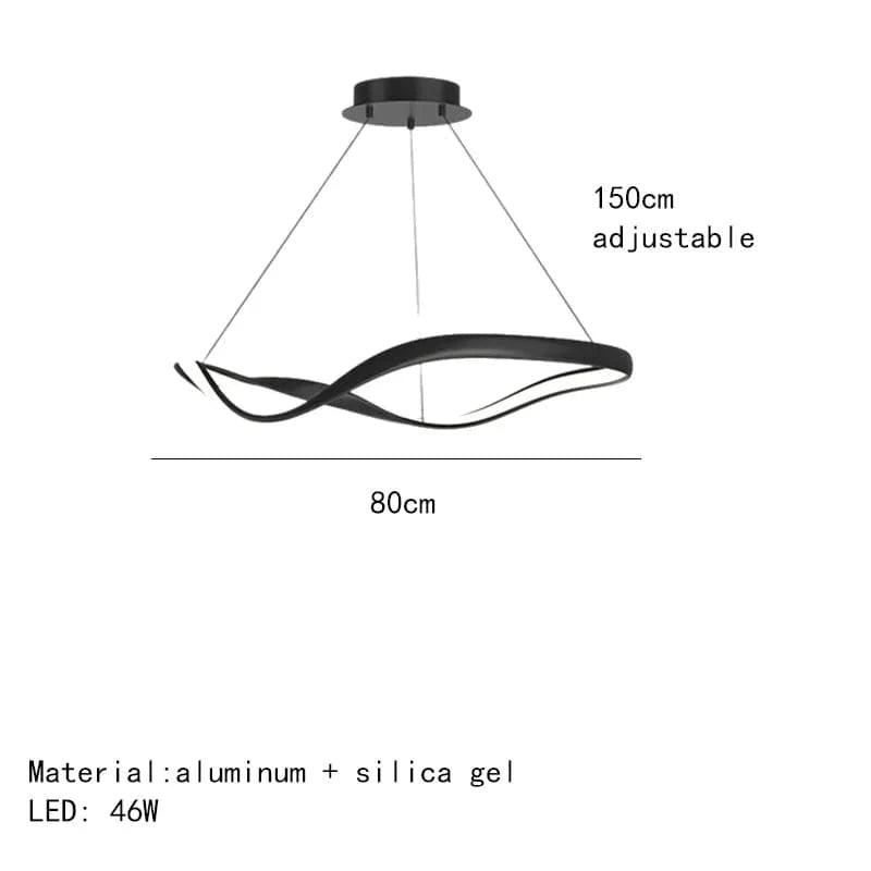 Lustre LED Moderne en Aluminium avec Cordon d'Anneau Irrégulier Ajustable | Marco Lucetti 80cm-Noir / Lumière naturelle