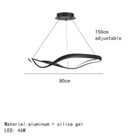 Lustre LED Moderne en Aluminium avec Cordon d'Anneau Irrégulier Ajustable | Marco Lucetti 80cm-Noir / Lumière naturelle