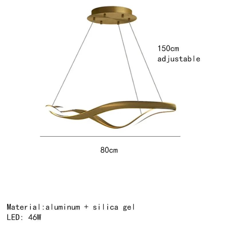 Lustre LED Moderne en Aluminium avec Cordon d'Anneau Irrégulier Ajustable | Marco Lucetti 80cm-Or / Blanc chaud