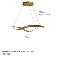 Lustre LED Moderne en Aluminium avec Cordon d'Anneau Irrégulier Ajustable | Marco Lucetti 80cm-Or / Blanc chaud