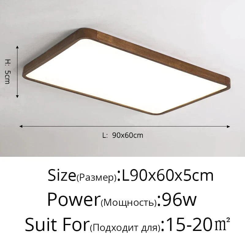 Lustre LED Moderne en Bois et Acrylique | Marco Lucetti Carré 90x60cm / Blanc froid