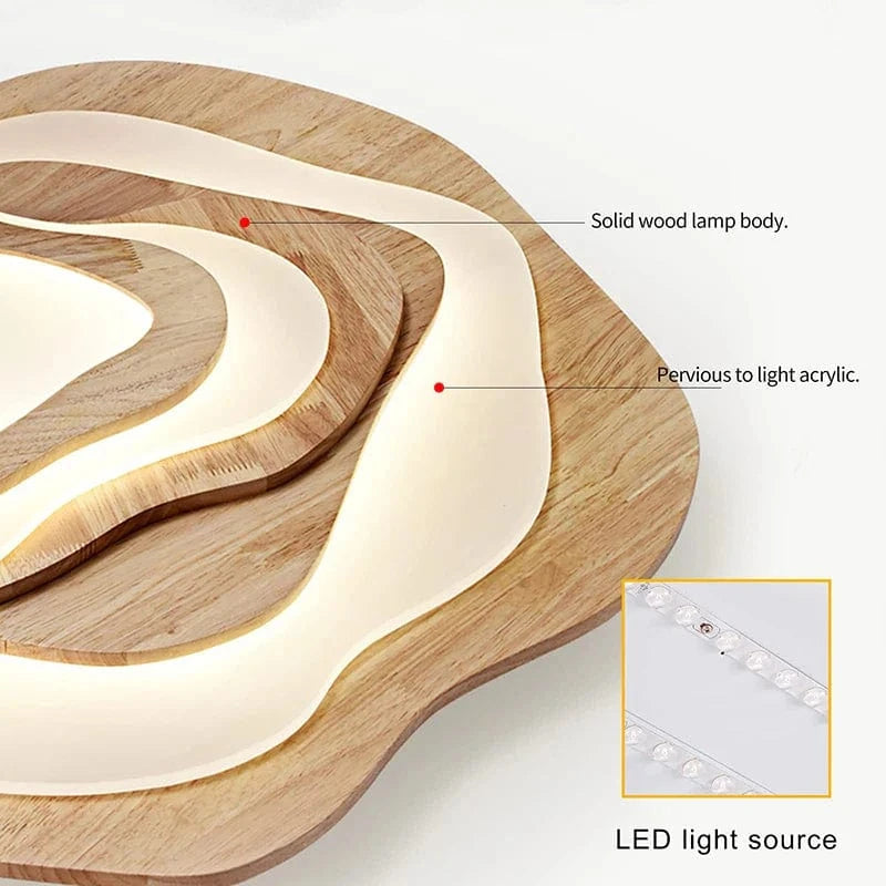 Lustre LED moderne en bois pour chalet loft intelligent : Éclairage raffiné et connecté | Marco Lucetti