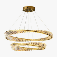 Lustre LED Moderne en Cristal K9 avec Anneau Irrégulier - Collection Élégance Cristalline