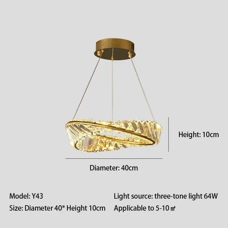 Lustre LED Moderne en Cristal K9 avec Anneau Irrégulier - Collection Élégance Cristalline | Marco Lucetti Dia40cm / Faible luminosité de la télécommande