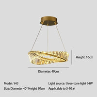 Lustre LED Moderne en Cristal K9 avec Anneau Irrégulier - Collection Élégance Cristalline | Marco Lucetti Dia40cm / Faible luminosité de la télécommande