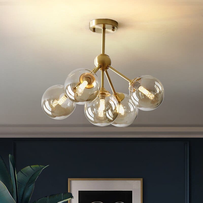 Lustre LED moderne en métal avec globes en verre Yue | Marco Lucetti