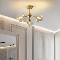 Lustre LED moderne en métal avec globes en verre Yue | Marco Lucetti 3 lampes / Blanc chaud