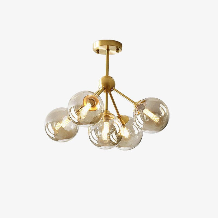Lustre LED moderne en métal avec globes en verre Yue | Marco Lucetti 5 lampes / Blanc chaud