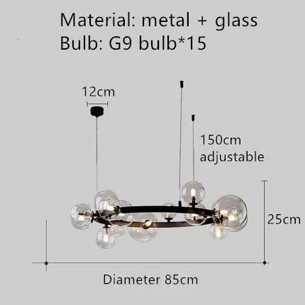 Lustre LED Moderne en Verre Bulle avec Cordon Ajustable - Éclairage de Luxe | Marco Lucetti F / Blanc froid