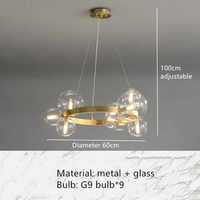 Lustre LED Moderne en Verre Bulle avec Cordon Ajustable - Éclairage de Luxe | Marco Lucetti H / Blanc froid