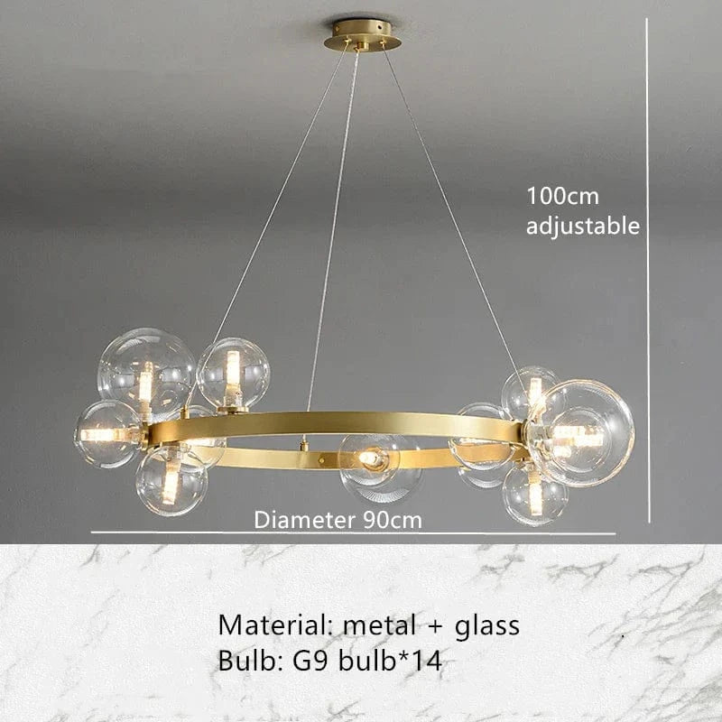 Lustre LED Moderne en Verre Bulle avec Cordon Ajustable - Éclairage de Luxe | Marco Lucetti J. / Blanc chaud