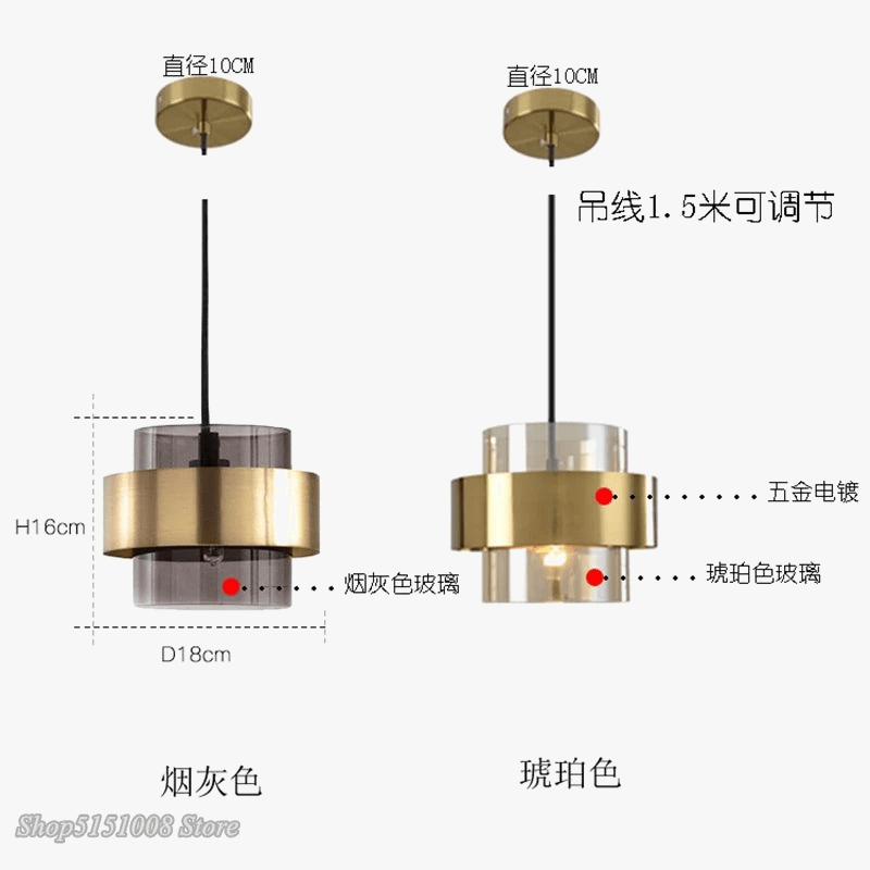 Lustre LED moderne en verre cylindrique de style nordique | Marco Lucetti