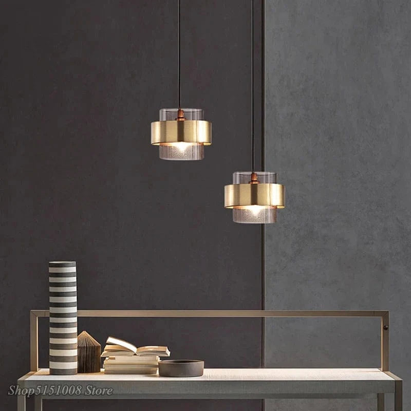 Lustre LED moderne en verre cylindrique de style nordique | Marco Lucetti
