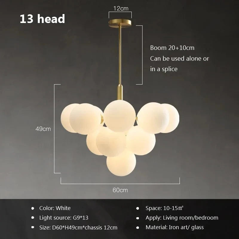 Lustre LED moderne en verre pour hôtel avec escaliers | Marco Lucetti 13A / Blanc froid