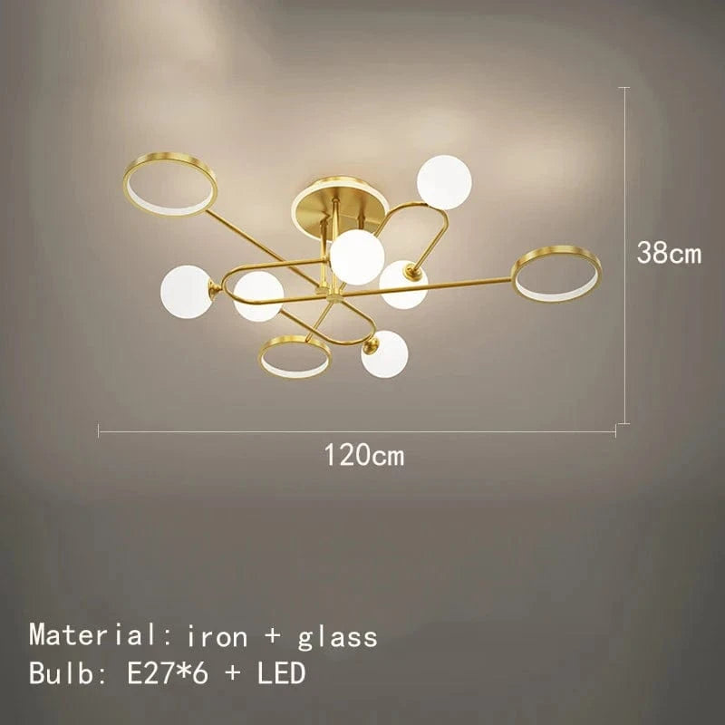 Lustre LED Moderne en Verre Suspendu - Livraison Directe | Marco Lucetti 10 lumières-or / 3000K