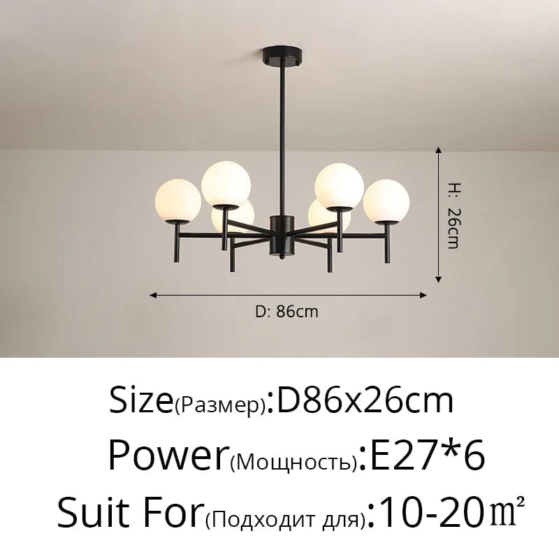 Lustre LED moderne médiéval avec boule de verre "Haricot Magique" | Marco Lucetti