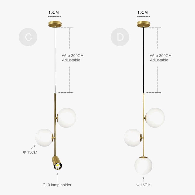 Lustre LED moderne Nordique boule de verre - Art Décor Restaurant de Luxe. | Marco Lucetti