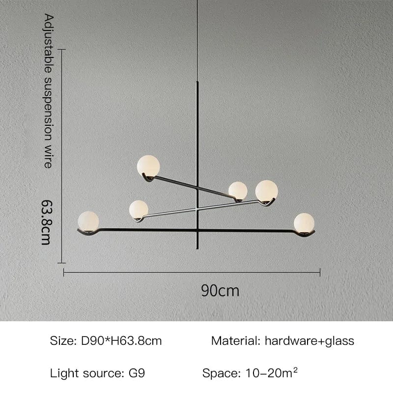Lustre LED moderne nordique minimaliste créatif noir/or pour chambre à coucher et salon - Lampe suspendue haut de gamme | Marco Lucetti