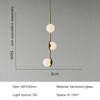 Lustre LED moderne nordique minimaliste créatif noir/or pour chambre à coucher et salon - Lampe suspendue haut de gamme | Marco Lucetti Glod - 3 têtes / Ampoule blanche