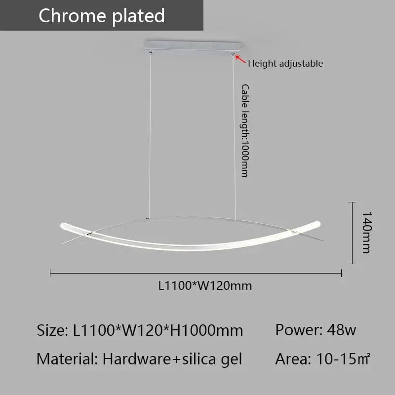 Lustre LED Moderne Plaqué Or/Chrome Suspendu Luminaire Boutique - Éclairage de Luxe | Marco Lucetti L1200mm Chromé / RC à intensité variable avec application