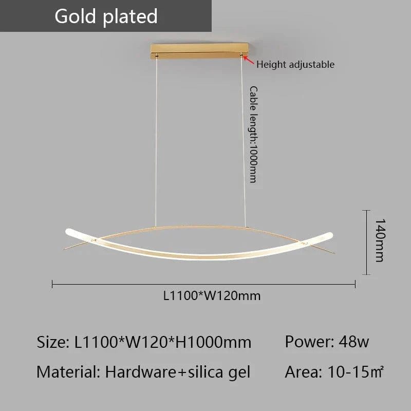 Lustre LED Moderne Plaqué Or/Chrome Suspendu Luminaire Boutique - Éclairage de Luxe | Marco Lucetti L1200mm Or / RC à intensité variable avec application