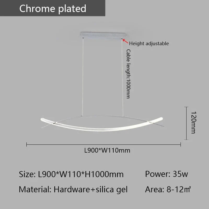 Lustre LED Moderne Plaqué Or/Chrome Suspendu Luminaire Boutique - Éclairage de Luxe | Marco Lucetti L900mm Chromé / RC à intensité variable avec application
