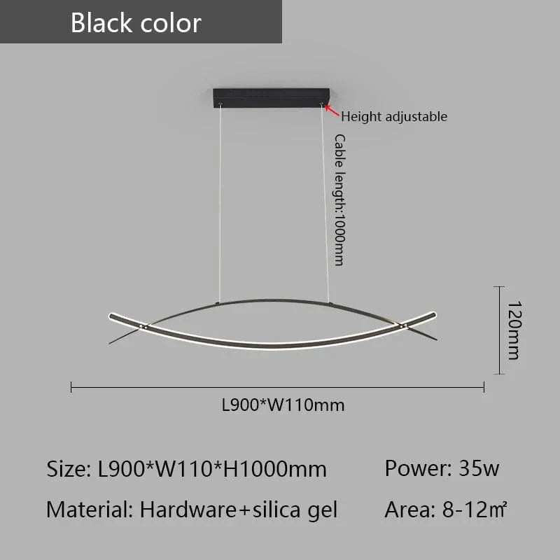 Lustre LED Moderne Plaqué Or/Chrome Suspendu Luminaire Boutique - Éclairage de Luxe | Marco Lucetti L900mm Noir / RC à intensité variable avec application
