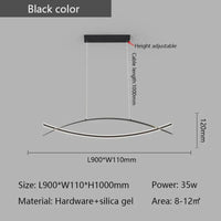 Lustre LED Moderne Plaqué Or/Chrome Suspendu Luminaire Boutique - Éclairage de Luxe | Marco Lucetti L900mm Noir / RC à intensité variable avec application