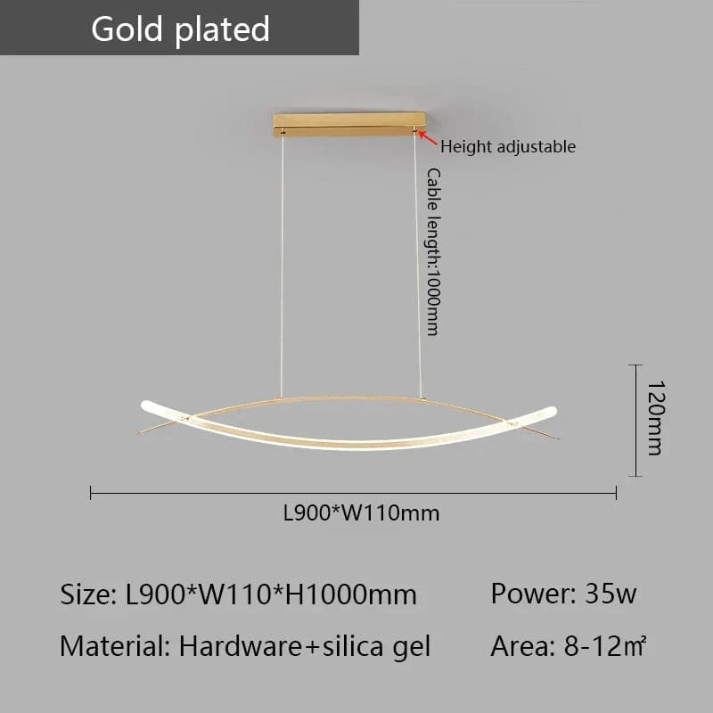 Lustre LED Moderne Plaqué Or/Chrome Suspendu Luminaire Boutique - Éclairage de Luxe | Marco Lucetti L900mm Or / RC à intensité variable avec application