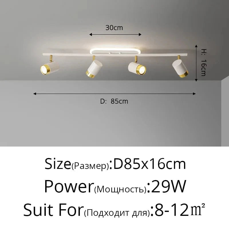 Lustre LED moderne pour boutique de mode et salon | Marco Lucetti B Blanc 4 têtes / 3 couleurs sans télécommande