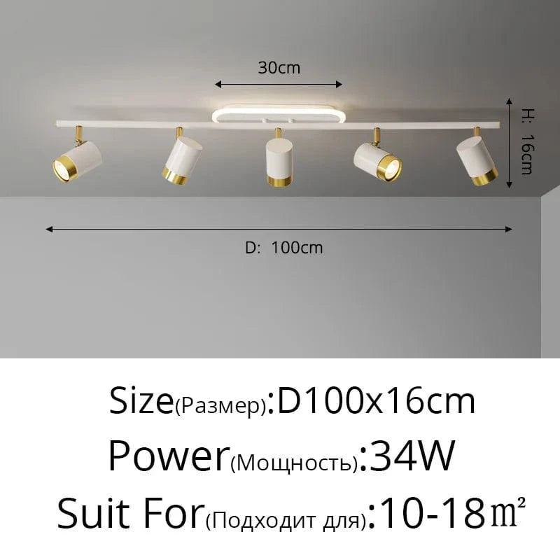 Lustre LED moderne pour boutique de mode et salon | Marco Lucetti B Blanc 5 têtes / 3 couleurs sans télécommande