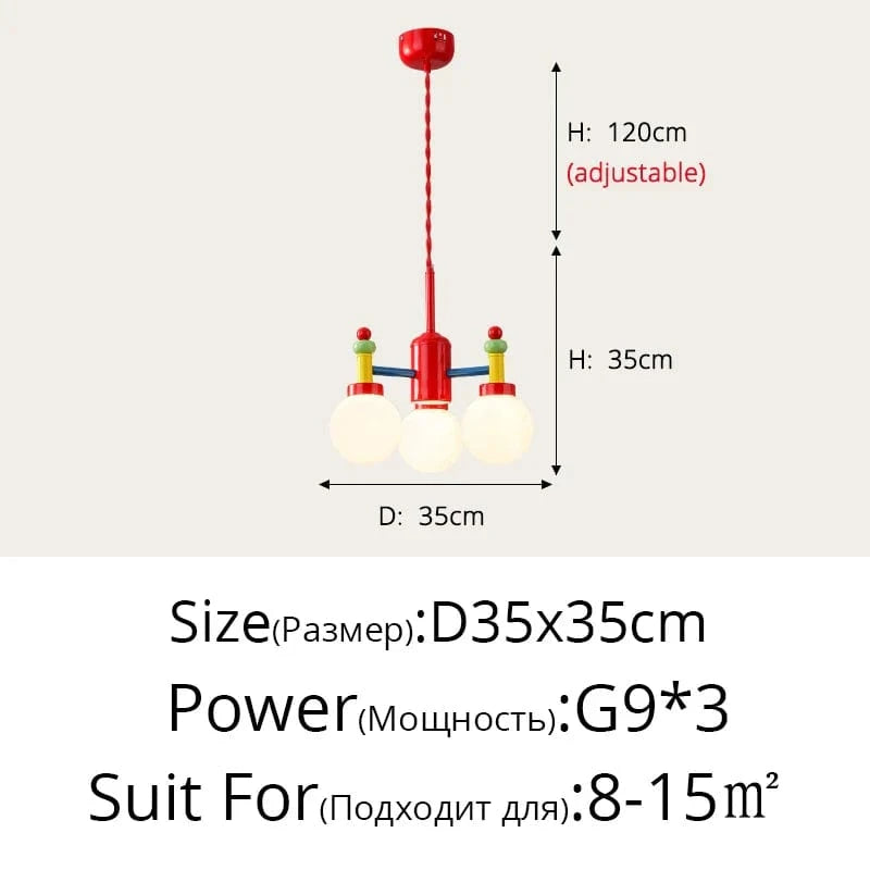 Lustre LED moderne pour chambre d'enfant - Style médiéval Memphis | Marco Lucetti Style A 3 têtes / 3 couleurs pas de télécommande