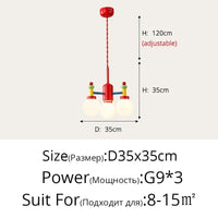 Lustre LED moderne pour chambre d'enfant - Style médiéval Memphis | Marco Lucetti Style A 3 têtes / 3 couleurs pas de télécommande