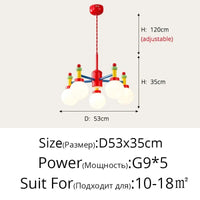 Lustre LED moderne pour chambre d'enfant - Style médiéval Memphis | Marco Lucetti Style A 5 têtes / 3 couleurs pas de télécommande