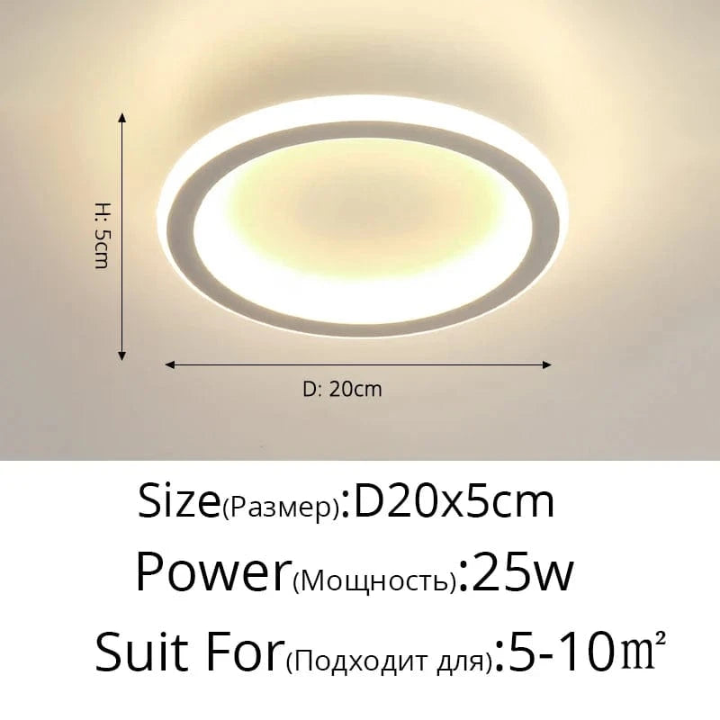 Lustre LED moderne pour chambre salon cuisine plafonnier ménage nordique de style créatif | Marco Lucetti 20x5cm Blanc / Lumière blanche