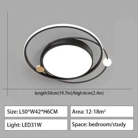 Lustre LED moderne pour chambre salon cuisine plafonnier ménage nordique de style créatif | Marco Lucetti 50x42cm Noir / Lumière blanche