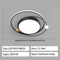 Lustre LED moderne pour chambre salon cuisine plafonnier ménage nordique de style créatif | Marco Lucetti 50x42cm Noir / Lumière blanche