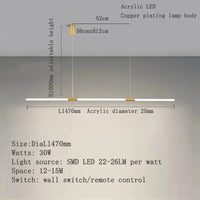 Lustre LED Moderne pour Cuisine et Salle à Manger avec App de Contrôle | Marco Lucetti Longueur 1470mm / Changeable