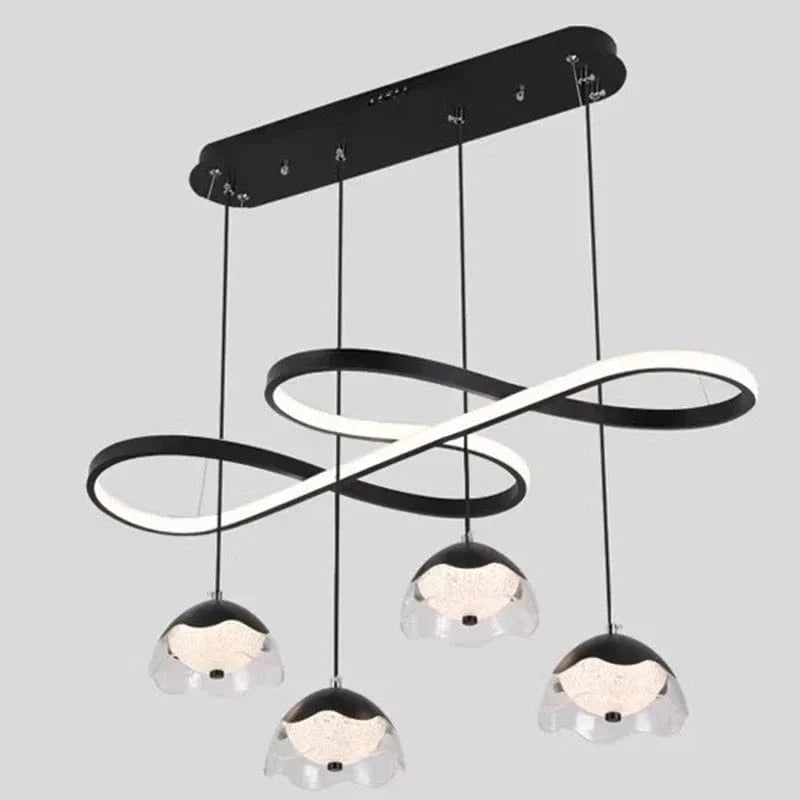 Lustre LED moderne pour éclairage intérieur suspendu | Marco Lucetti Noir / Longueur 76cm / Blanc chaud
